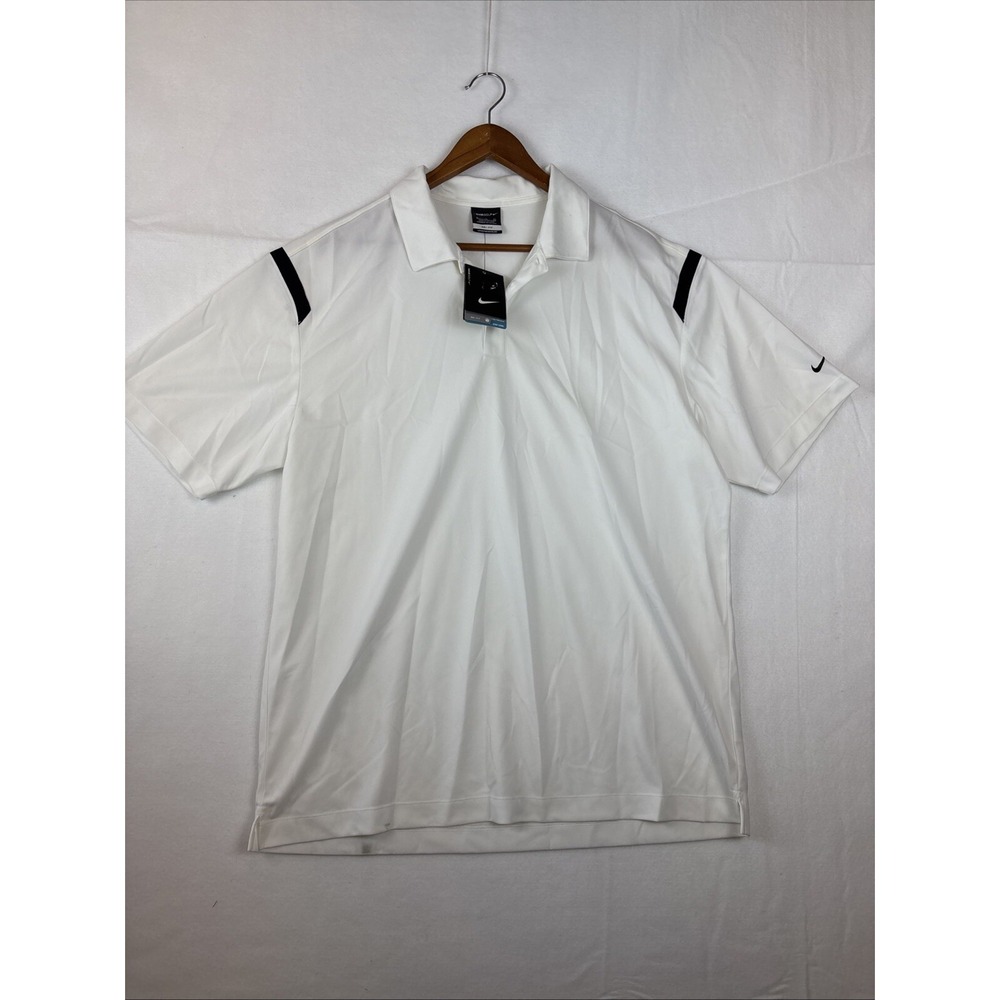 Nike Golf Mens Dri-FIT Polo Shirt White Navy XL 402394-100 New With Tags
